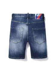 Ripped Straight Denim Men's Short Pants