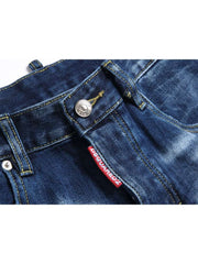 Ripped Straight Denim Men's Short Pants