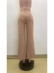 OL Plain Color High Rise Straight Pants