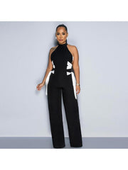 Colorblock Tie-wrap Sleeveless Jumpsuits