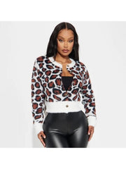 Leopard Single Breasted Long Sleeve Coats