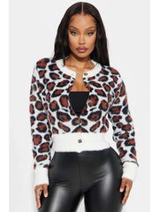 Knitting Leopard Button Up Cardigan