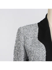 Patchwork Sequin Long Sleeve Blazers