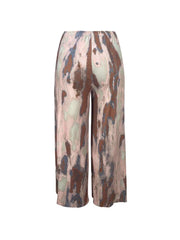 Contrast Color Printed Wide Leg Pants