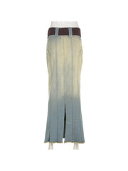 Gradient Denim Split Hem Mermaid Skirts