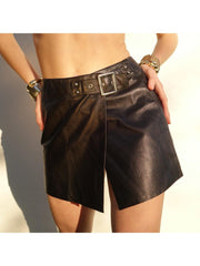 Irregular Split Hem Leather Skirts