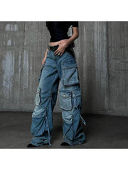 Wide Leg Cargo Low Rise Jeans