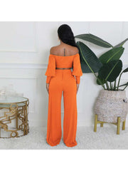 Long Sleeve Zipper Wide Leg Pant Sets