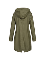 Clasp Hooded Stand Collar Long Parka Jackets