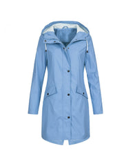 Clasp Hooded Stand Collar Long Parka Jackets