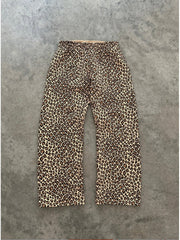 Leopard Printed Loose Hooded Sweatpants Set