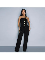 Irregular Strapless Wide Leg Jumpsuits