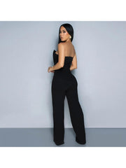 Irregular Strapless Wide Leg Jumpsuits