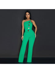 Irregular Strapless Wide Leg Jumpsuits