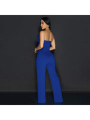 Irregular Strapless Wide Leg Jumpsuits