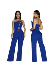 Irregular Strapless Wide Leg Jumpsuits