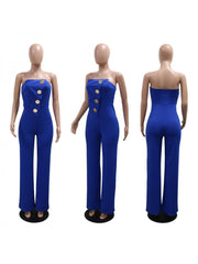 Irregular Strapless Wide Leg Jumpsuits