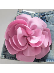 Flower Decor Patchwork Denim Skirts