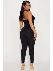 Metal Decor Hollow-out Backless Jumpsuits