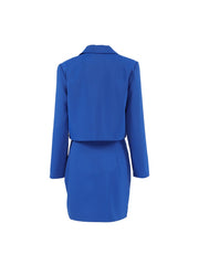 Pure Color Split Hem Long Sleeve Blazers Skirt Sets