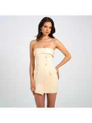 Plain Strapless Buckle Tailored Mini Dress