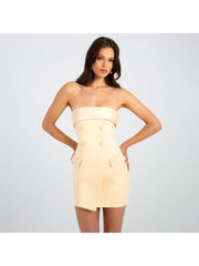 Plain Strapless Buckle Tailored Mini Dress