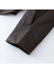 Tie-wrap Peacoat Long Sleeve Leather Jackets