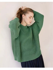 Solid Color Lantern Sleeve Loose Sweater Sets