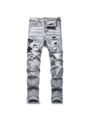 Ripped Washed Mid-rise Men's Jeans