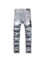 Ripped Washed Mid-rise Men's Jeans