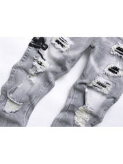 Ripped Washed Mid-rise Men's Jeans