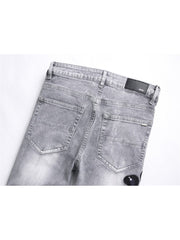 Ripped Washed Mid-rise Men's Jeans