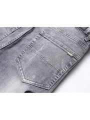 Ripped Washed Mid-rise Men's Jeans