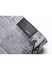 Ripped Washed Mid-rise Men's Jeans