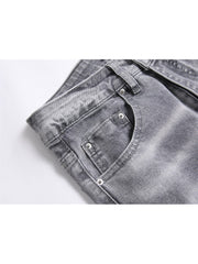 Ripped Washed Mid-rise Men's Jeans