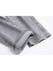 Ripped Washed Mid-rise Men's Jeans