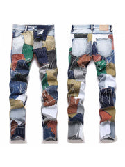 Patchwork Colorblock Mid-rise Men's Jeans