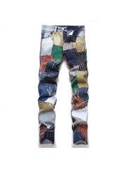 Patchwork Colorblock Mid-rise Men's Jeans