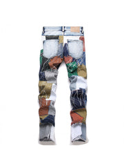 Patchwork Colorblock Mid-rise Men's Jeans