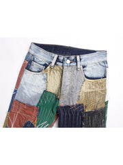 Patchwork Colorblock Mid-rise Men's Jeans