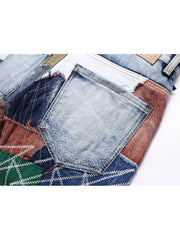 Patchwork Colorblock Mid-rise Men's Jeans