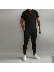 Patchwork Short Sleeve Men's Pants Sets