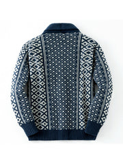 Jacquard Weave Single Breasted Long Sleeve Men's Cardigan