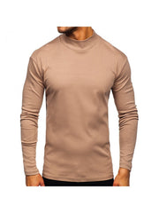 Pure Color Turtleneck Long Sleeve Men's Tee