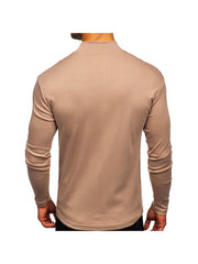 Pure Color Turtleneck Long Sleeve Men's Tee