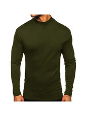 Pure Color Turtleneck Long Sleeve Men's Tee