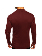 Pure Color Turtleneck Long Sleeve Men's Tee