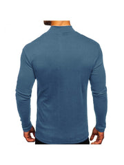 Pure Color Turtleneck Long Sleeve Men's Tee