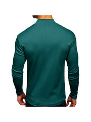 Pure Color Turtleneck Long Sleeve Men's Tee