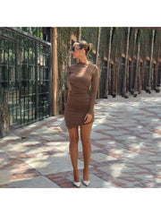 Ruched One Shoulder Bodycon Mini Dress